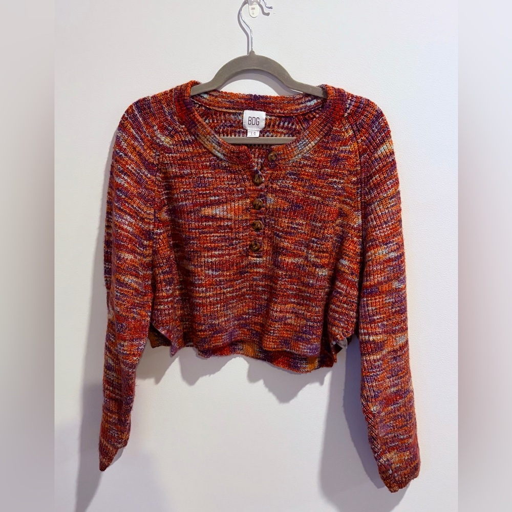 BDG Colorful Knit Sweater with Button Detail